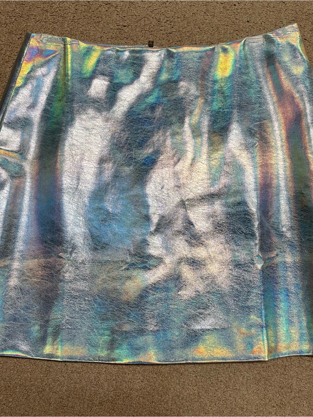 Iridescent Silver Holographic Mini Skirt
